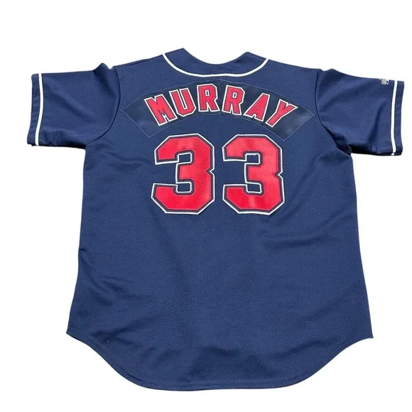 Vintage‎ Majestic Cleveland Indians Eddie Murray 33 Navy Baseball Jersey Mens XL - Picture 8 of 12